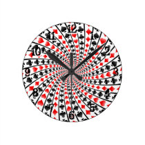 Card Suits Spiral: Wall Clock wall clocks