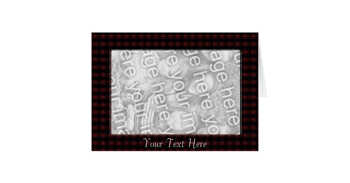 Card Template Red Plaid Border Zazzle