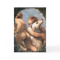 Card: Two Cherubs, One with a Dog