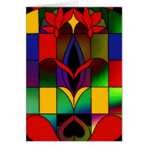 Card Vintage Art Stained Glass Window Red by Zazzle_Vintage Card Vintage Art Stained Glass Window Red