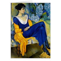 Card Vintage Art Woman Blue Akhmatova_1914