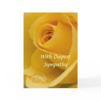 Card - With Deepest Sympathy Yellow Rose with Rain zazzle_card