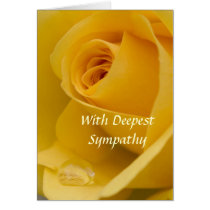 Card - With Deepest Sympathy Yellow Rose with Rain