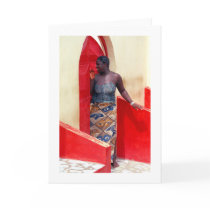 Card, "Woman at Red Door" by Goodmanster Card, "Woman at Red Door"