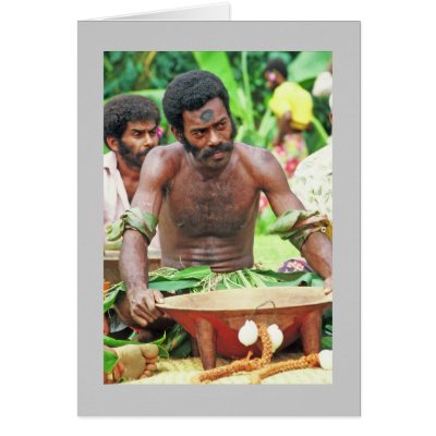 Card, "Young Man at Yaqona Bowl" by Theoldsouthpacific