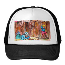 Cardboard Boxes,Fences and Clotheslines Mesh Hats