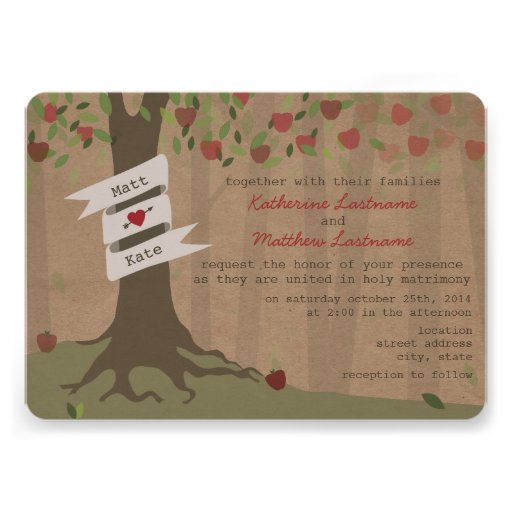 Cardboard Inspired Apple Orchard Wedding Invite