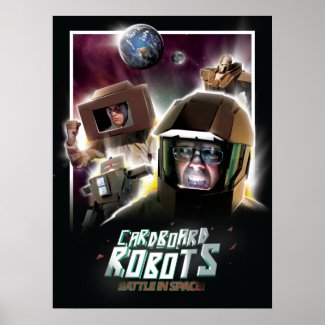 Cardboard Robots Battle in Space zazzle_print