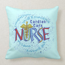 Cardiac Care Nurse Caduceus Throw Pillows