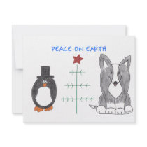 Cardigan Welsh Corgi Black Peace On Earth Custom Invites