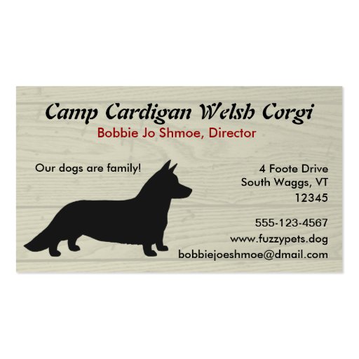 Cardigan Welsh Corgi Business Cards (front side)