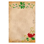 Cardinal and Holly Parchment Stationery
