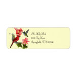 Cardinal and Hummingbird with Pink Lilies and Ivy Custom Return Address Label