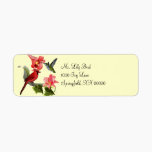 Cardinal and Hummingbird with Pink Lilies and Ivy labels