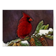 Cardinal and Pinecones
