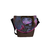 Cardinal Bird and Cute Girl Handbag messenger bags