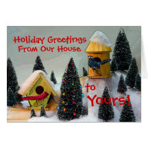 Cardinal Bird House holiday card