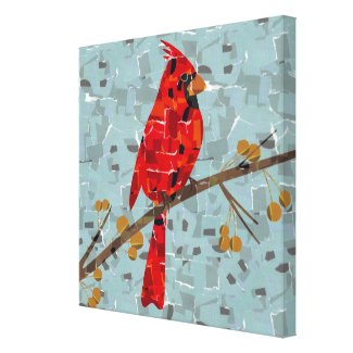 Cardinal Bird on a branch collage Canvas Print