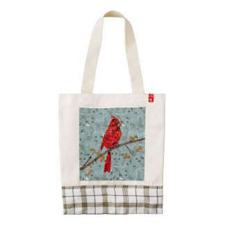 Cardinal Bird on a branch collage Zazzle HEART Tote Bag