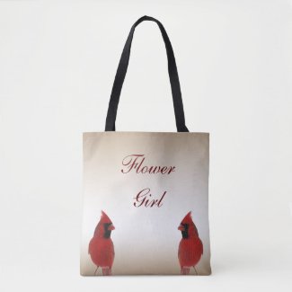 Cardinal Bird Wedding Flower Girl Tote Bag