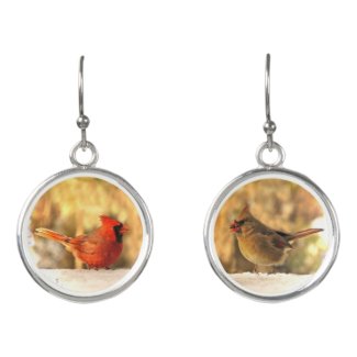 Cardinal Birds in Autumn Animal Drop Earrings