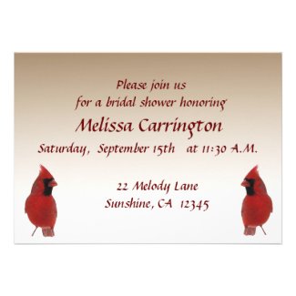 Cardinal Bridal Shower Custom Invites