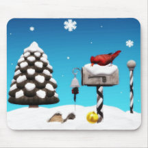 Cardinal Christmas mailbox mousepad