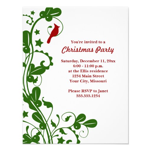 Cardinal Christmas Party Invitations (front side)