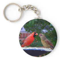 Cardinal Couple Eating keychains