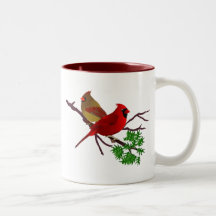 Cardinal Couple on a Branch Coffee Mugs