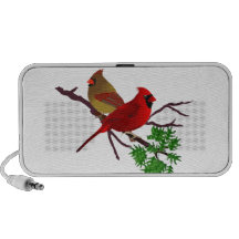 Cardinal Couple on a Branch Travelling Speakers
