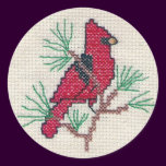 Cardinal Cross Stitch Sticker