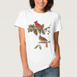 Cardinal Grosbeak Pair Audubon Vintage Bird Art Shirt