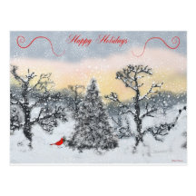 Cardinal Holiday Greetings Postcards