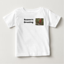 Cardinal in a Cedar Tree, Season's Greeting t-shirts by SusanParsons Cardinal in a Cedar Tree, Season's Greeting t-shirts