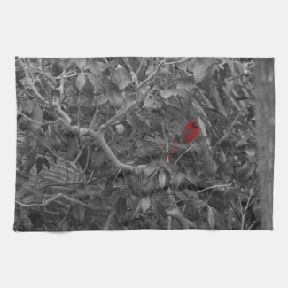 Cardinal in a Tree Kitchen Towels