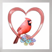 Cardinal in Heart Print