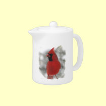 Cardinal in Snow teapots