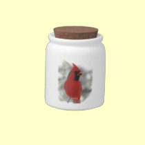 Cardinal in Snow candy jars