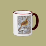 Cardinal in snow - mug mugs
