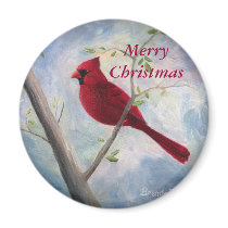 cardinal, Merry Christmas magnets