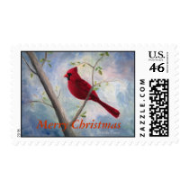 cardinal, Merry Christmas Postage Stamps