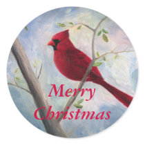 cardinal, Merry Christmas sticker