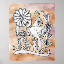 Cardinal, Mexican Bark Style Print