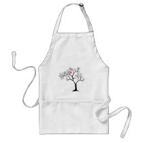 Cardinal Red Bird in Snowy Winter Tree aprons