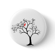 Cardinal Red Bird in Snowy Winter Tree buttons
