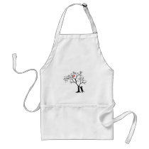 Cardinal Red Bird in Snowy Winter Tree & Cat aprons
