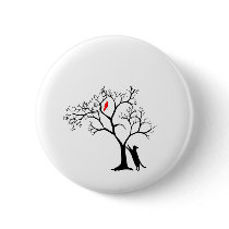 Cardinal Red Bird in Snowy Winter Tree & Cat buttons