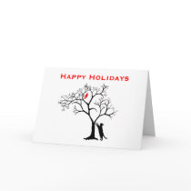 Cardinal Red Bird in Snowy Winter Tree & Cat Card cards