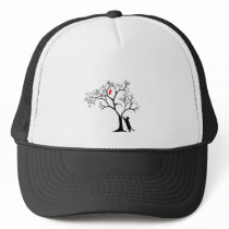 Cardinal Red Bird in Snowy Winter Tree & Cat hats